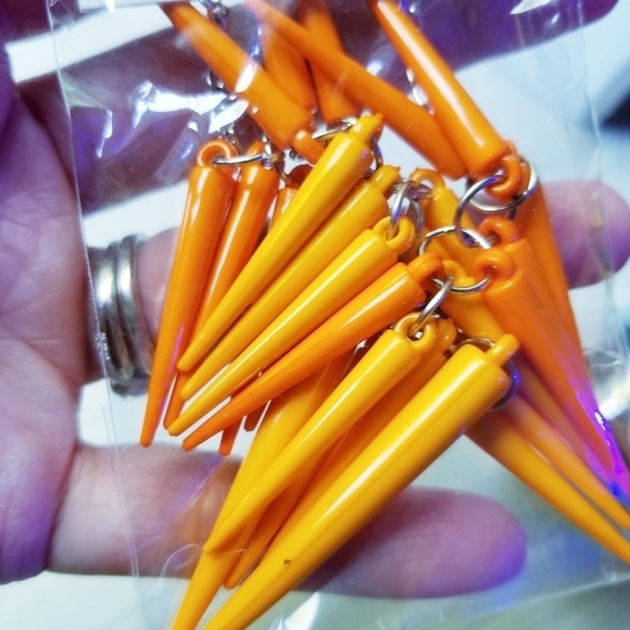 "BUNDLES ONLY" Tropical Orange Dangle Spikes Earrings - Picture 6 of 6